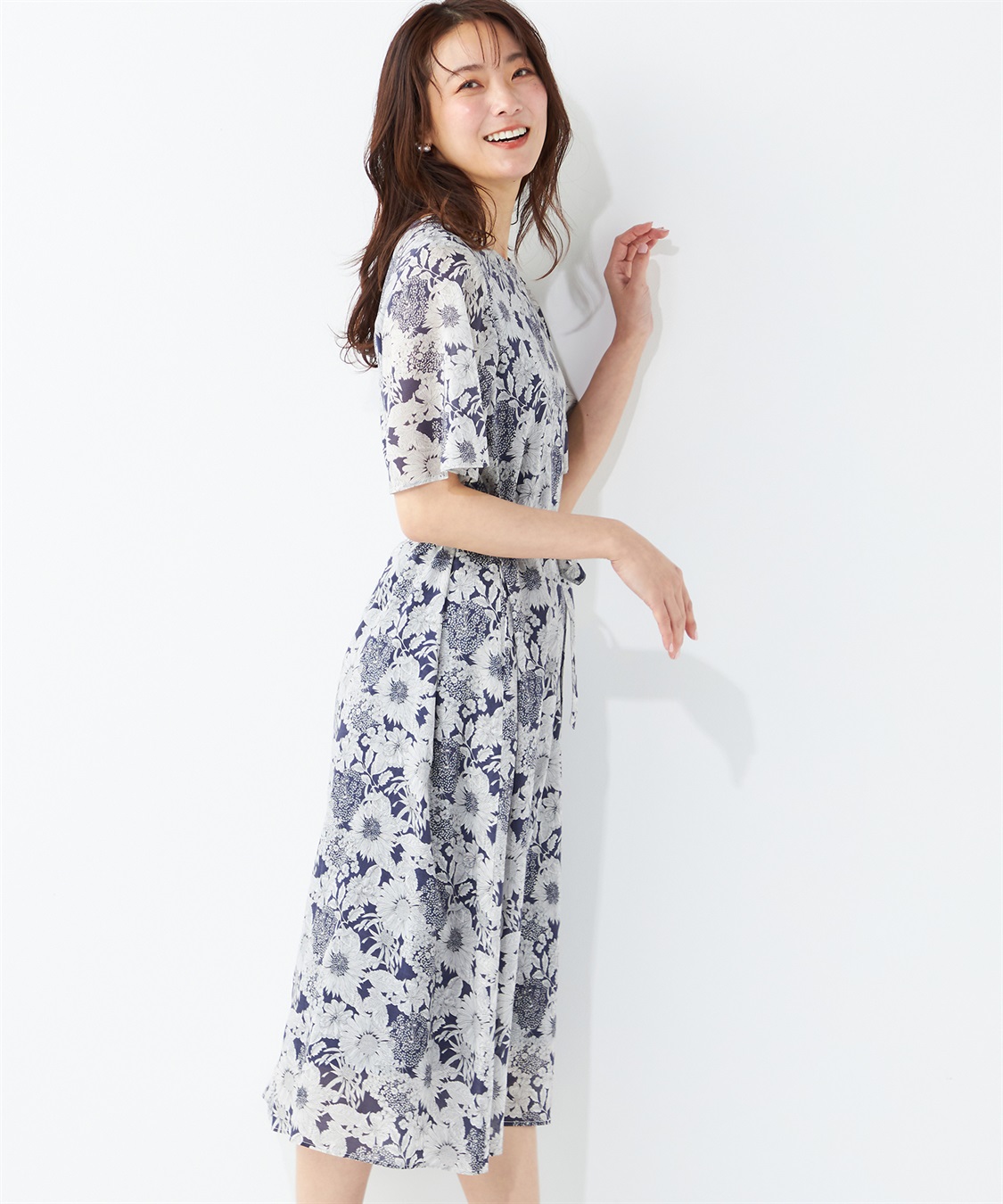 A/C DESIGN BY ALPHA CUBIC リバティプリントクルーネックワンピース_variation_2