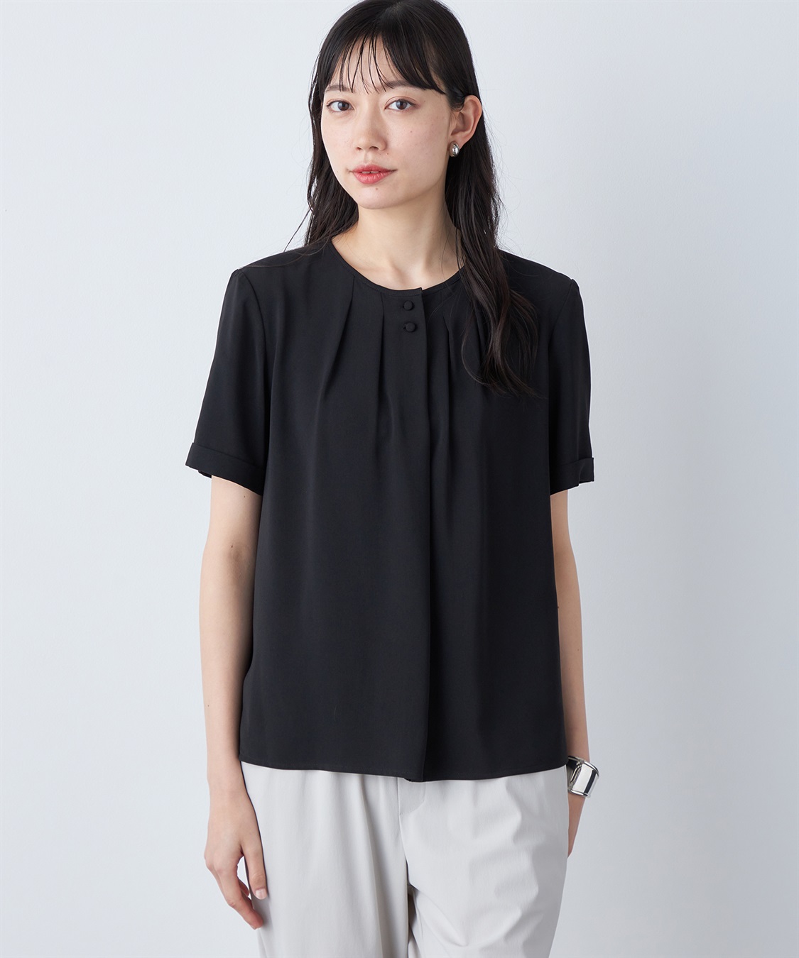 A/C DESIGN BY ALPHA CUBIC 【UVカット・冷感・ウォッシャブル】フロントタックブラウス_variation_1