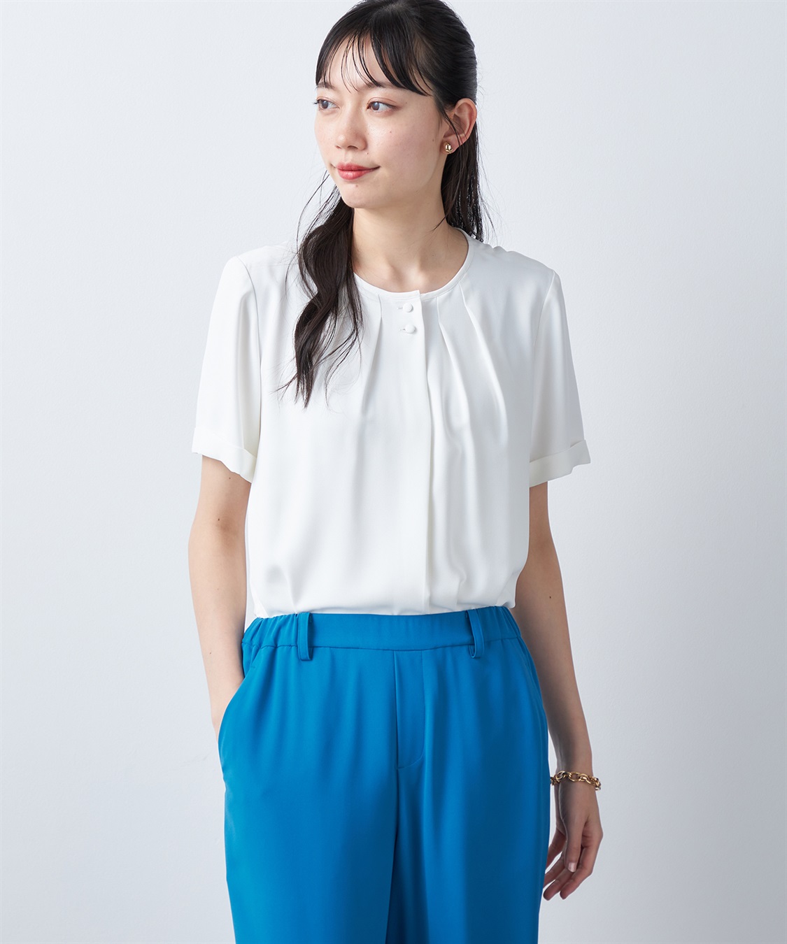 A/C DESIGN BY ALPHA CUBIC 【UVカット・冷感・ウォッシャブル】フロントタックブラウス_variation_2