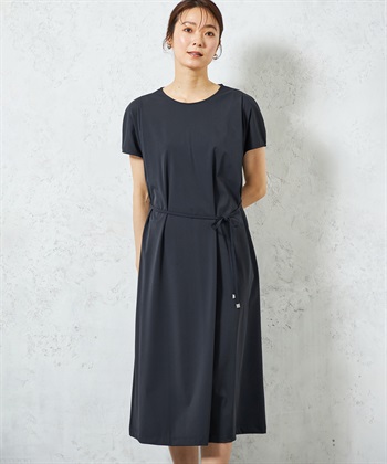 【はっ水・冷感】ラッシュガードタックワンピース(ネイビー-M)