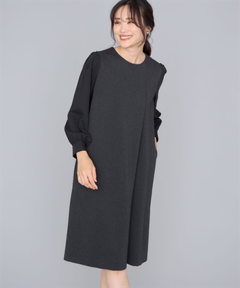 【アルファブリック】フロントタックワンピース(チャコールグレー-9号)
