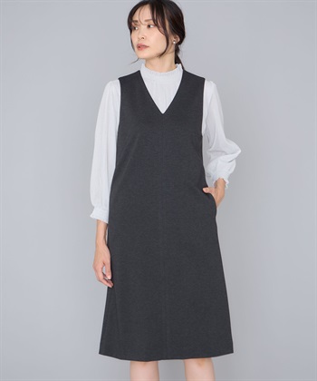【アルファブリック】ジャンバードレス(チャコールグレー-9号)