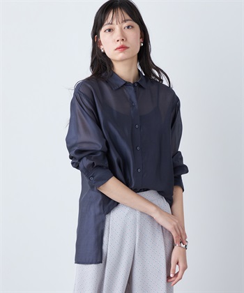 シアーロングブラウス(ネイビー-9号)