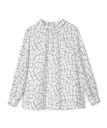 A/C DESIGN BY ALPHA CUBIC 【アルコラージュ】幾何チェックプリントブラウス_variationthumb_1