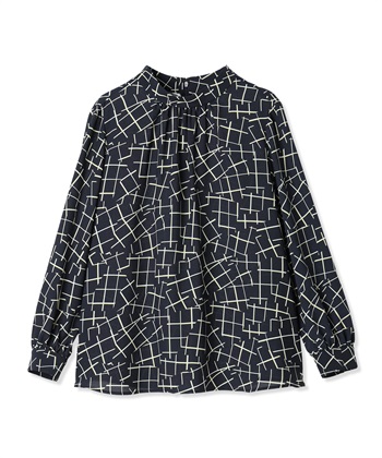 A/C DESIGN BY ALPHA CUBIC 【アルコラージュ】幾何チェックプリントブラウス_variationthumb_2