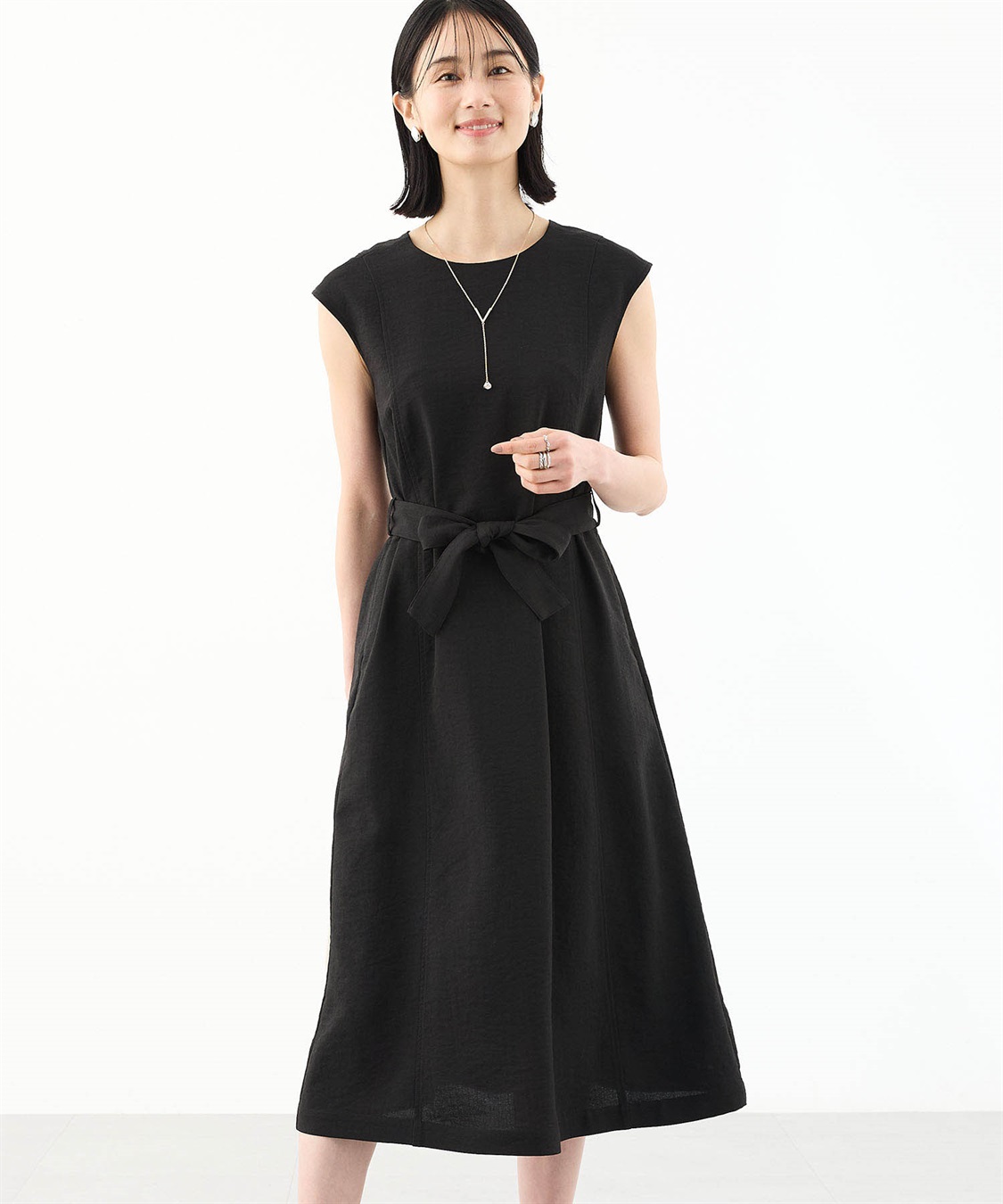 A/C DESIGN BY ALPHA CUBIC リネンライクベルテッドワンピース_variation_1