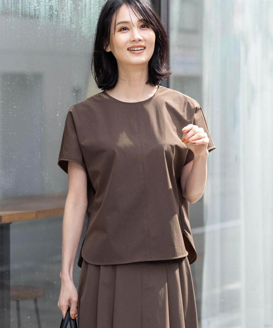 エーシーデザインバイアルファキュービック A/C DESIGN BY ALPHA CUBIC 【美モーション】ストレッチナイロンラッシュブラウス【接触 美モーション】ストレッチナイロンラッシュブラウス【接触冷感