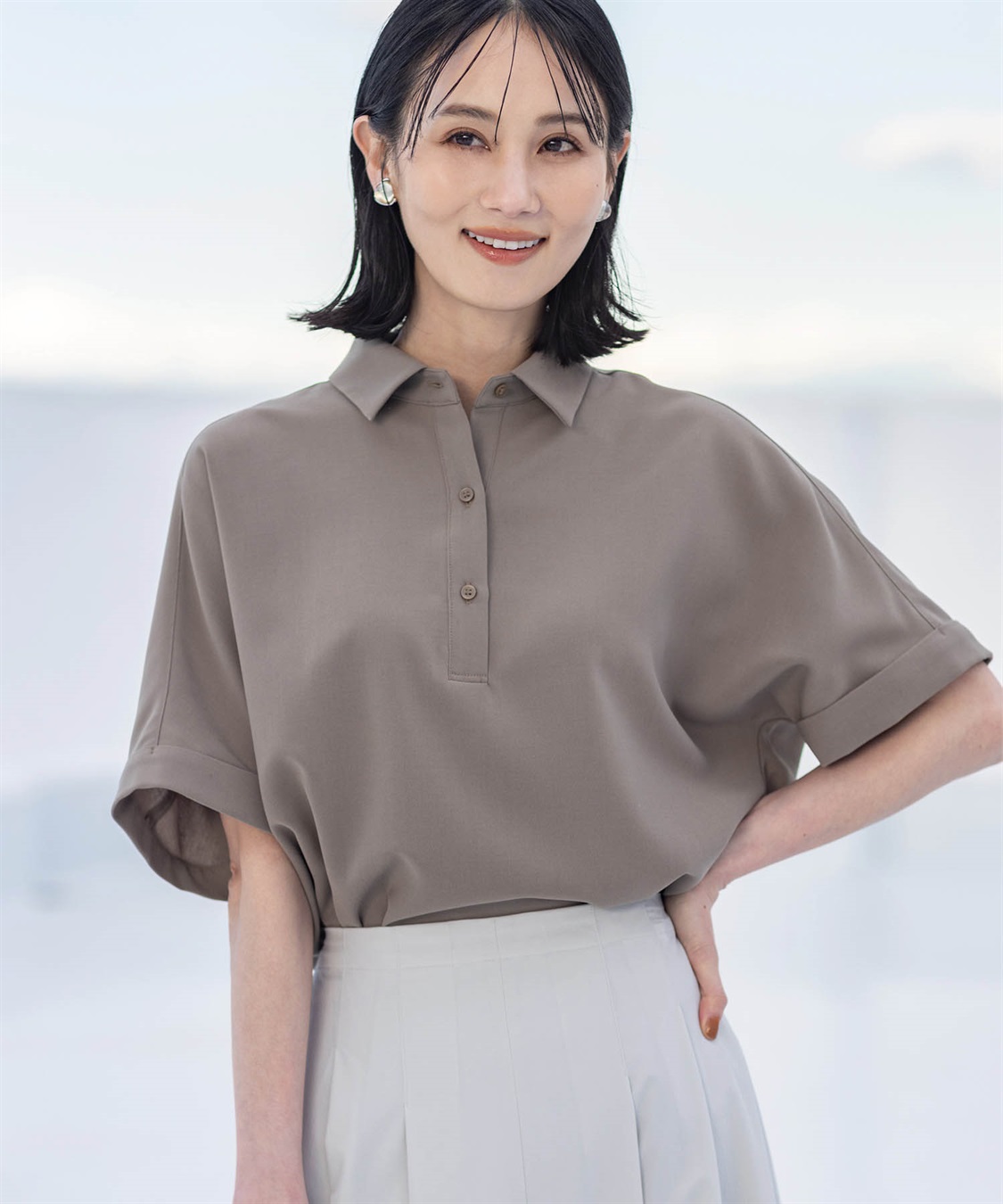 極美品 デサントゴルフ LUXE 長袖スキッパーシャツ S 濃紺 長袖シャツ (セール) -デサントストア-DESCENTE STORE-