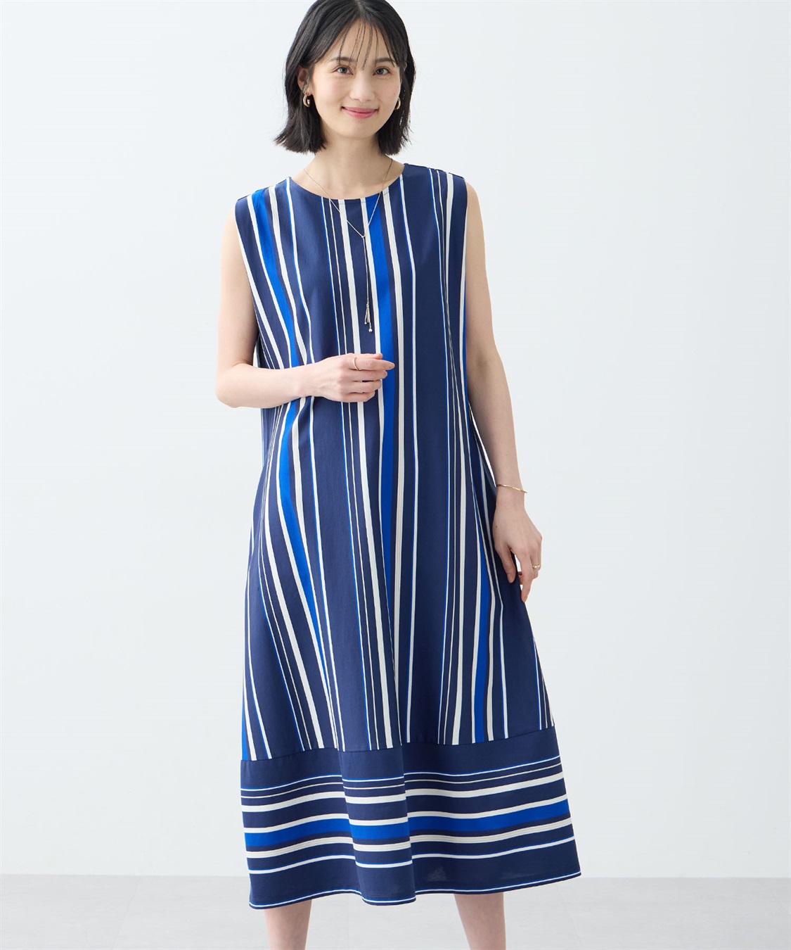 A/C DESIGN BY ALPHA CUBIC マルチストライプワンピース【接触冷感・UVカット】_variation_2