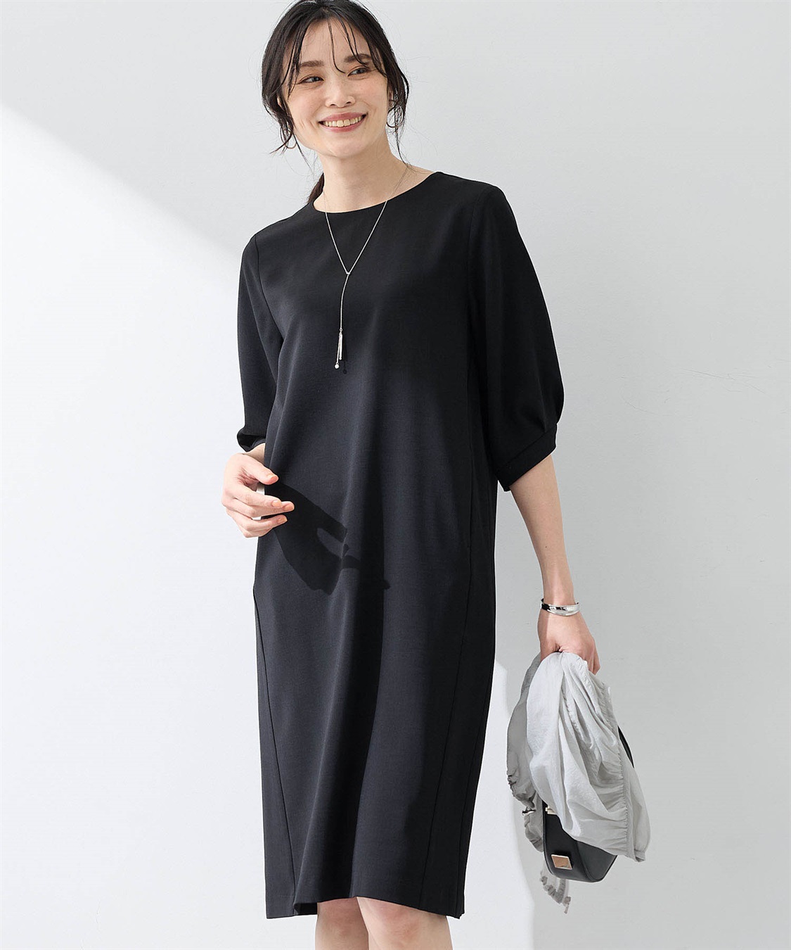 A/C DESIGN BY ALPHA CUBIC 【美モーション】タックスリーブワンピース【接触冷感・UVカット】_variation_1