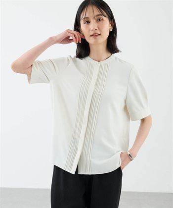 A/C DESIGN BY ALPHA CUBIC 【美モーション】トリアセ風ピンタックブラウス【接触冷感・UVカット】_variationthumb_2