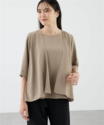 A/C DESIGN BY ALPHA CUBIC 【美モーション】トリアセ風レイヤードデザインブラウス【接触冷感・UVカット】_variationthumb_2