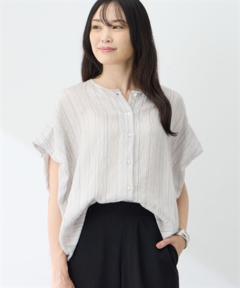 シアーストライプブラウス(ライトグレー-9号)