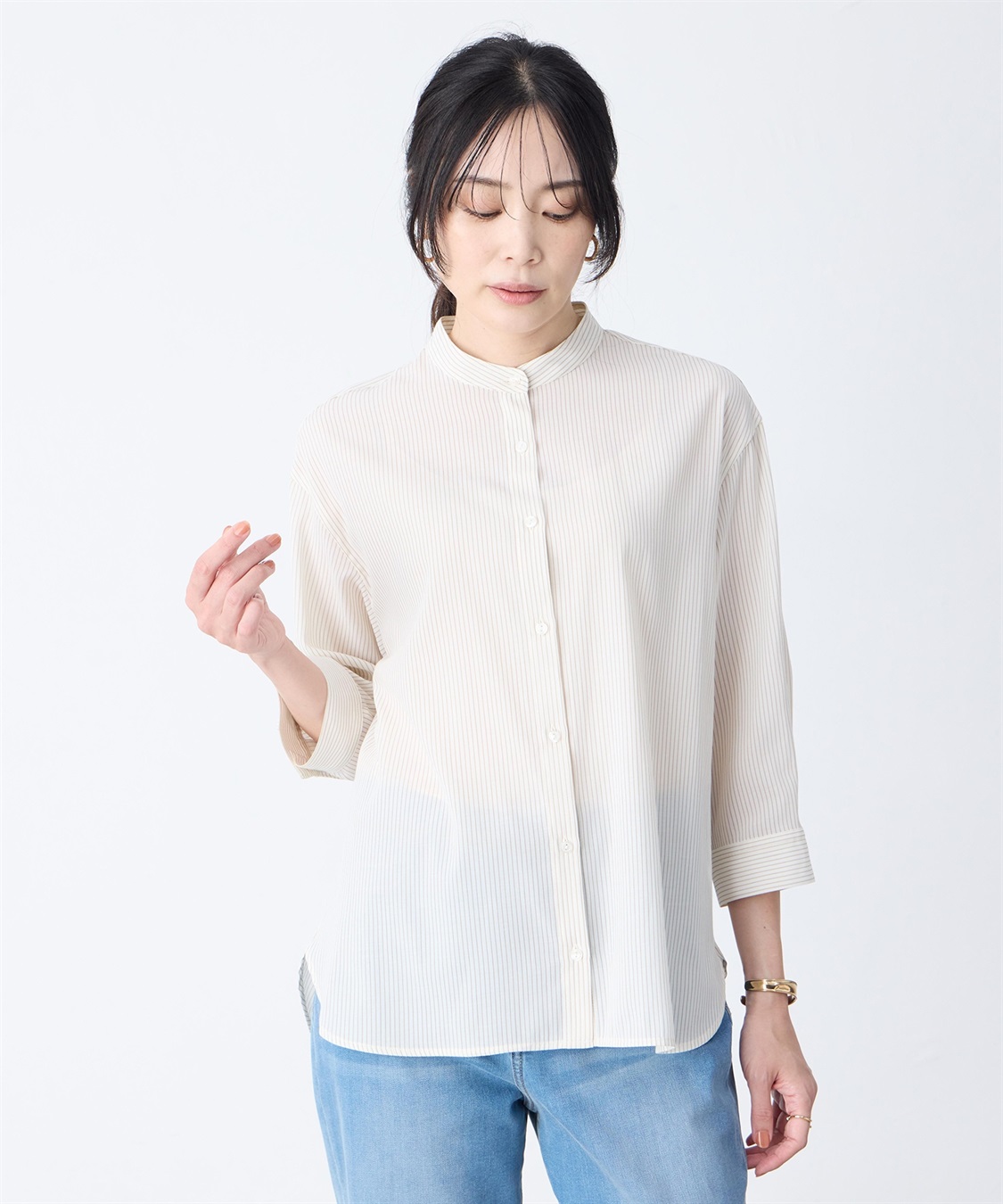 A/C DESIGN BY ALPHA CUBIC ストライプバンドカラーシャツ_main