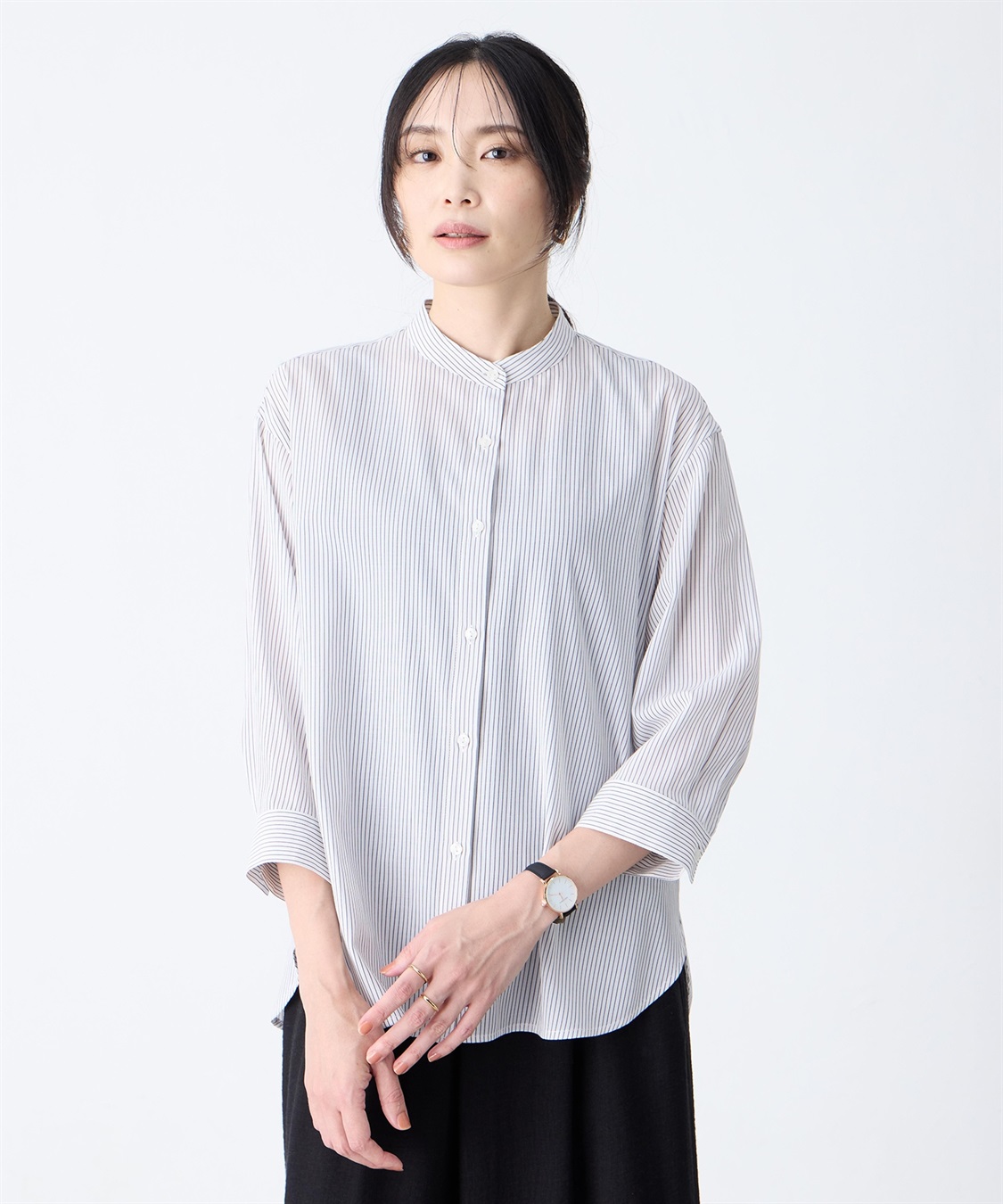 A/C DESIGN BY ALPHA CUBIC ストライプバンドカラーシャツ_variation_2