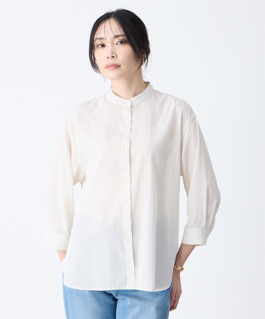 A/C DESIGN BY ALPHA CUBIC ストライプバンドカラーシャツ_variation_3