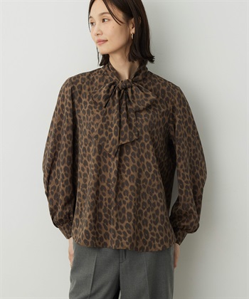 レオパードプリントブラウス(ブラウン-9号)