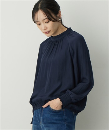 ギャザーブラウス(ネイビー-9号)