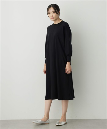 ボリュームスリーブワンピース(ブラック-M)
