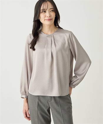 チェーンプリントブラウス(ライトグレー-9号)