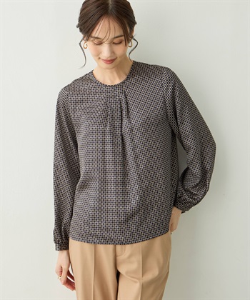 チェーンプリントブラウス(ネイビー-9号)