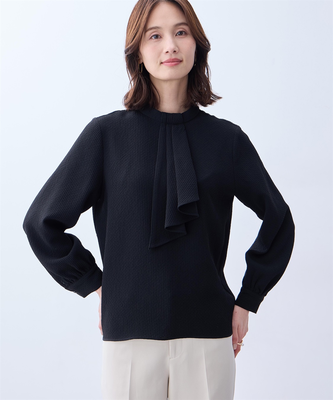 A/C DESIGN BY ALPHA CUBIC ジャガードボウタイブラウス_variation_1