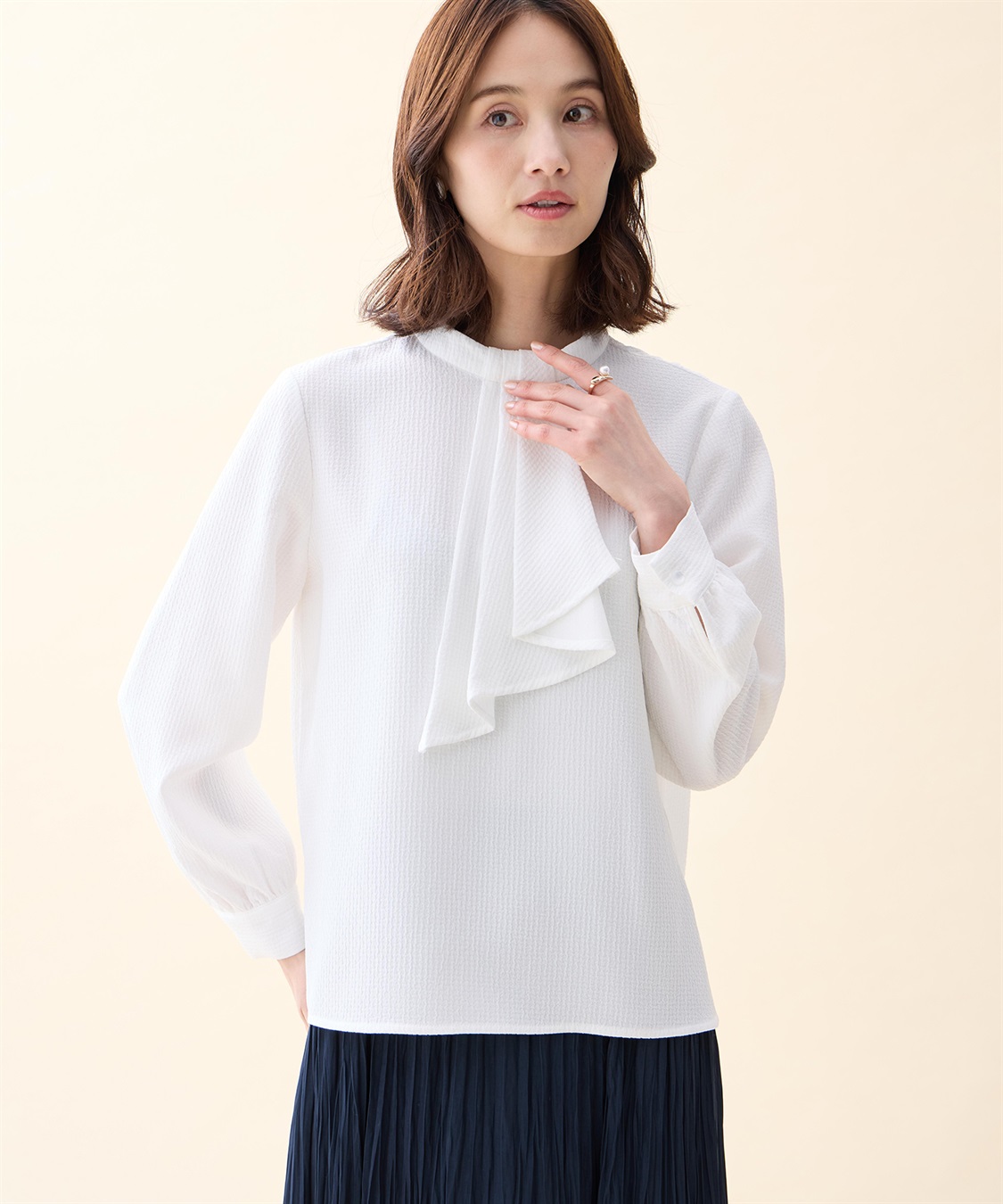 A/C DESIGN BY ALPHA CUBIC ジャガードボウタイブラウス_variation_2