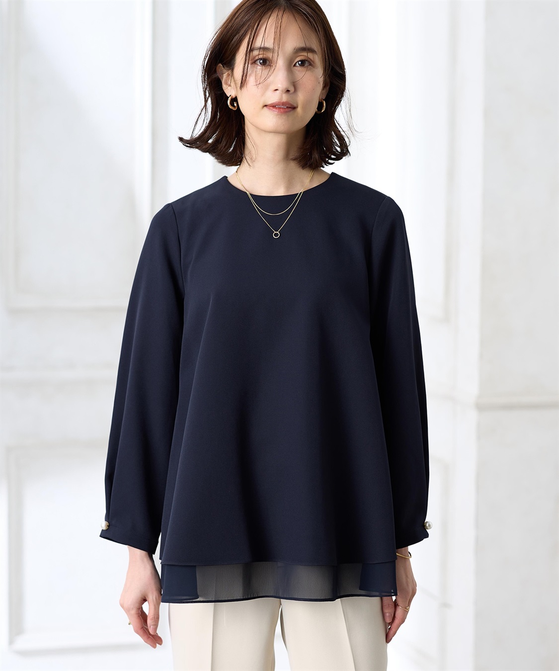 A/C DESIGN BY ALPHA CUBIC シフォンレイヤードブラウス【セットアップ対応】_variation_2