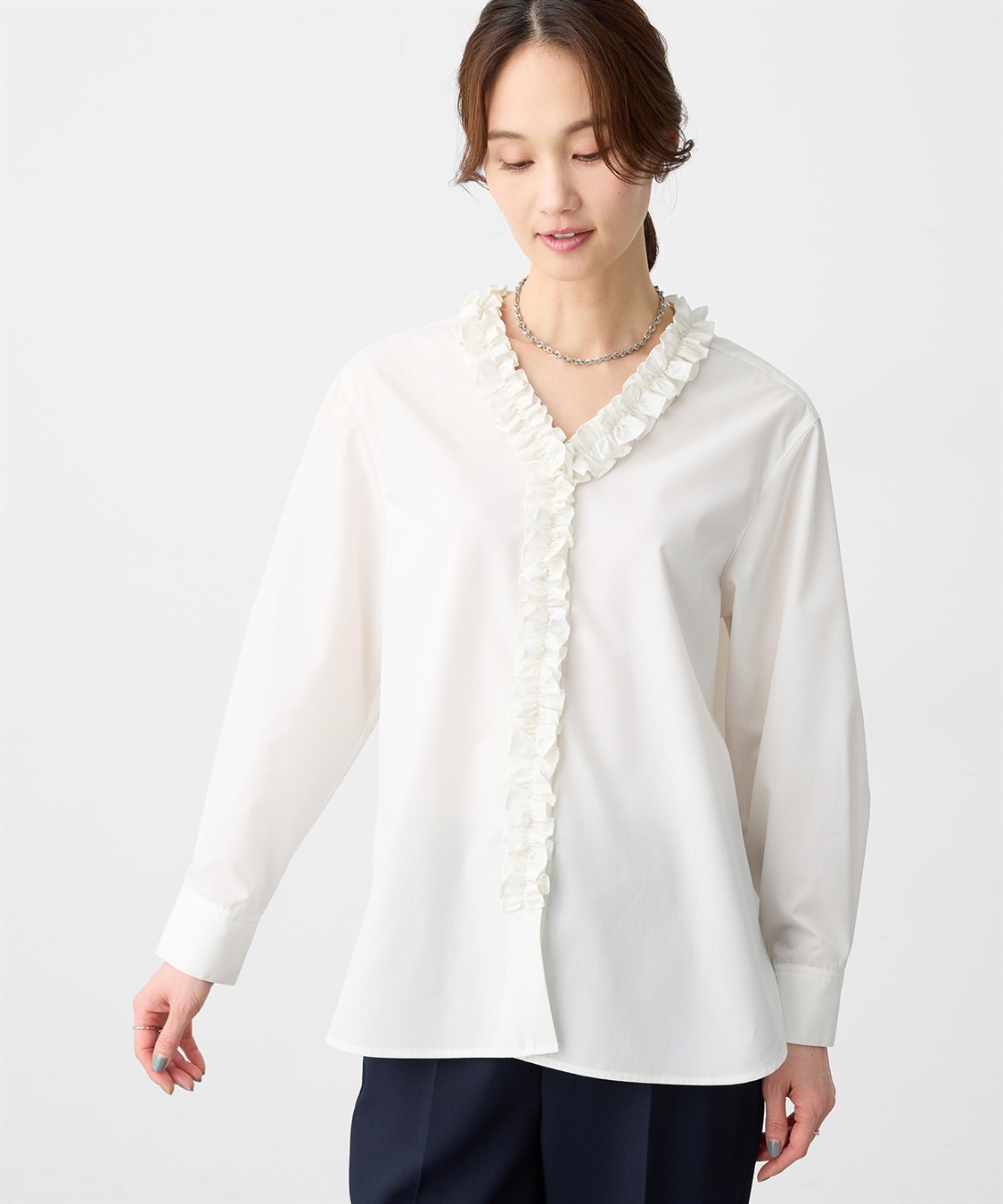 A/C DESIGN BY ALPHA CUBIC Vネックフリルブラウス_variation_1