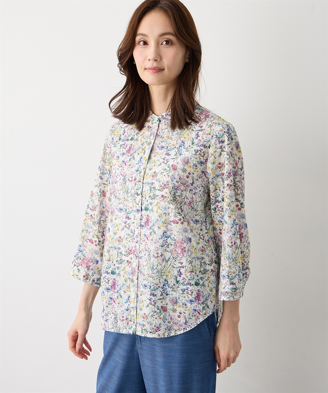 A/C DESIGN BY ALPHA CUBIC 【Liberty】リバティプリントスタンドカラーシャツ_variation_1