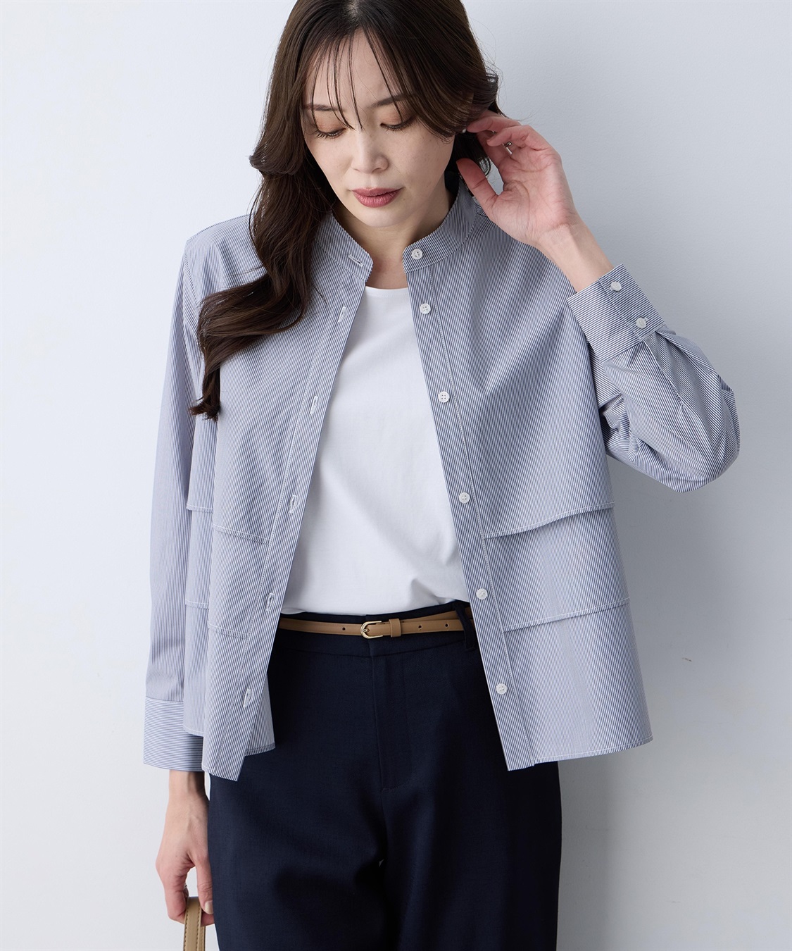 A/C DESIGN BY ALPHA CUBIC ストライプティアードブラウス_variation_1