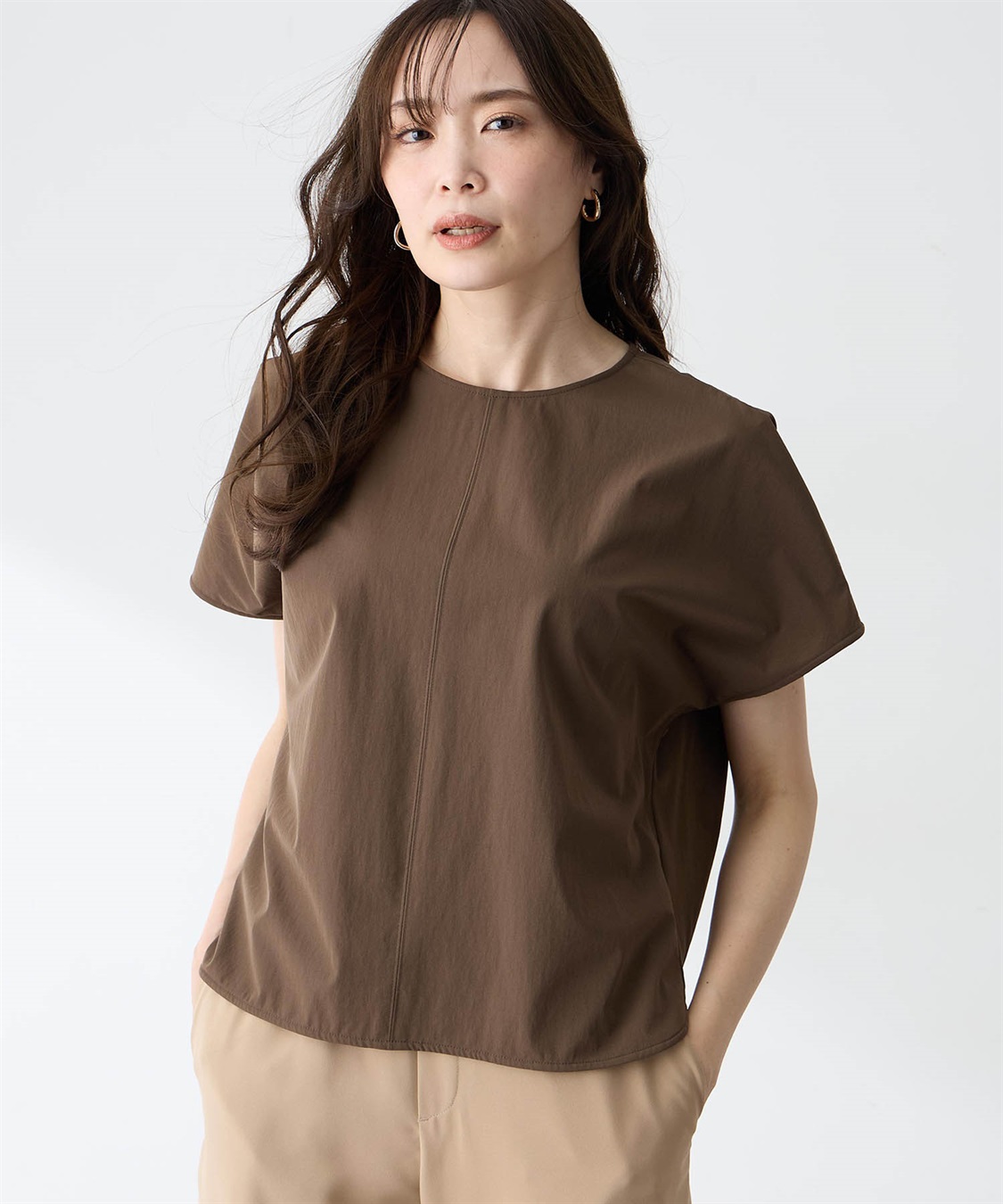 A/C DESIGN BY ALPHA CUBIC ラッシュストレッチTブラウス【はっ水・接触冷感】_variation_1