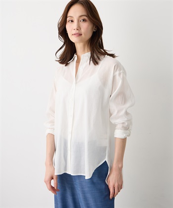 リネンミックスシアーシャツ(オフホワイト-9号)
