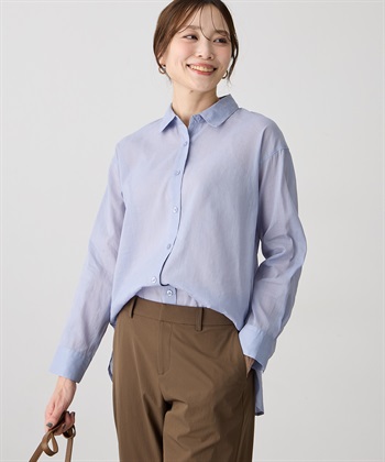 リネンミックスシアーシャツ(ブルー-9号)
