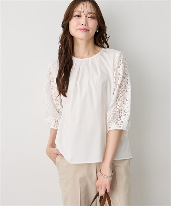 レーススリーブブラウス(オフホワイト-9号)