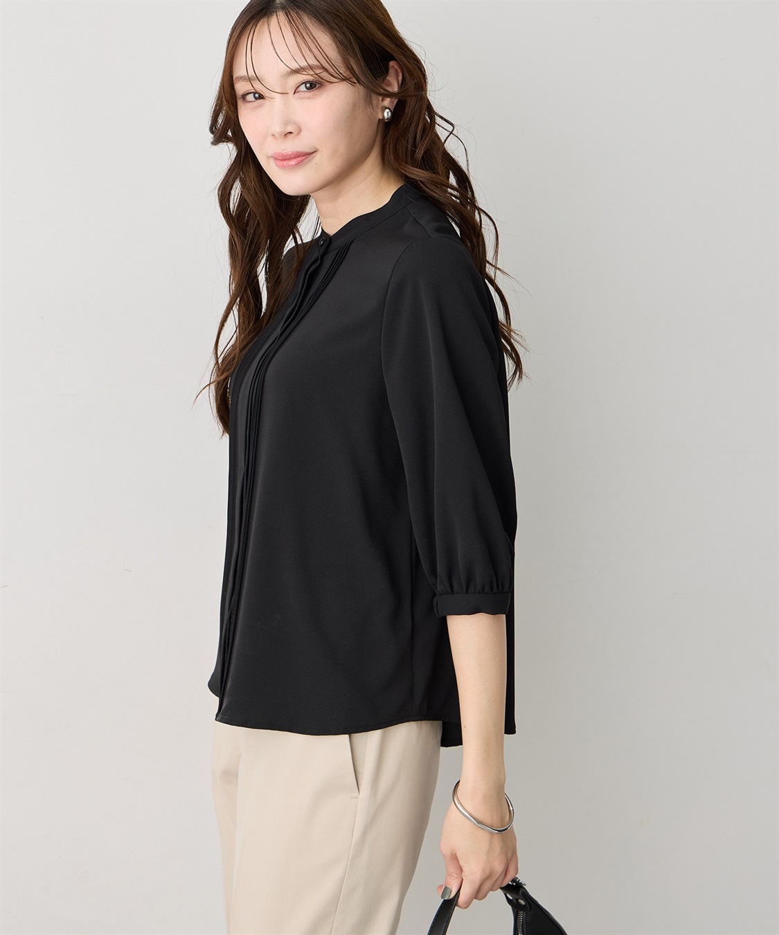 A/C DESIGN BY ALPHA CUBIC ジョーゼットタックブラウス_main