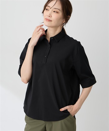 ハーフスリーブスキッパーシャツ【接触冷感】(ブラック-9号)
