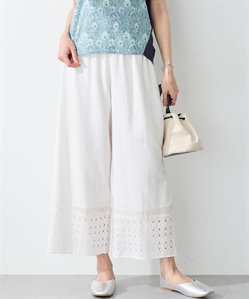 A/C DESIGN BY ALPHA CUBIC ダイヤ刺しゅうワイドパンツ【ウエストゴム】_variationthumb_2