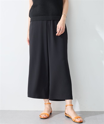 ストレッチワイドパンツ【接触冷感・UVカット・後ろウエストゴム】(ブラック-61cm)