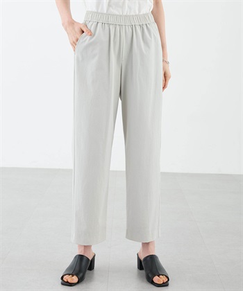 【美モーション】ストレッチナイロンラッシュストレートパンツ【接触冷感・UVカット・撥水・ウエストゴム】(ライトグレー-64cm)