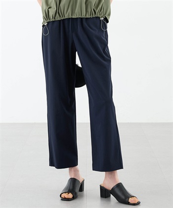 【美モーション】ストレッチナイロンラッシュストレートパンツ【接触冷感・UVカット・撥水・ウエストゴム】(ネイビー-64cm)