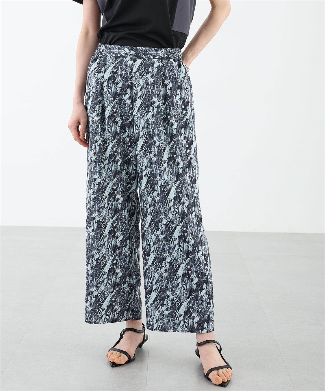 A/C DESIGN BY ALPHA CUBIC 【アルコラージュ】幾何プリントイージーパンツ【ウエスト後ろゴム】_main