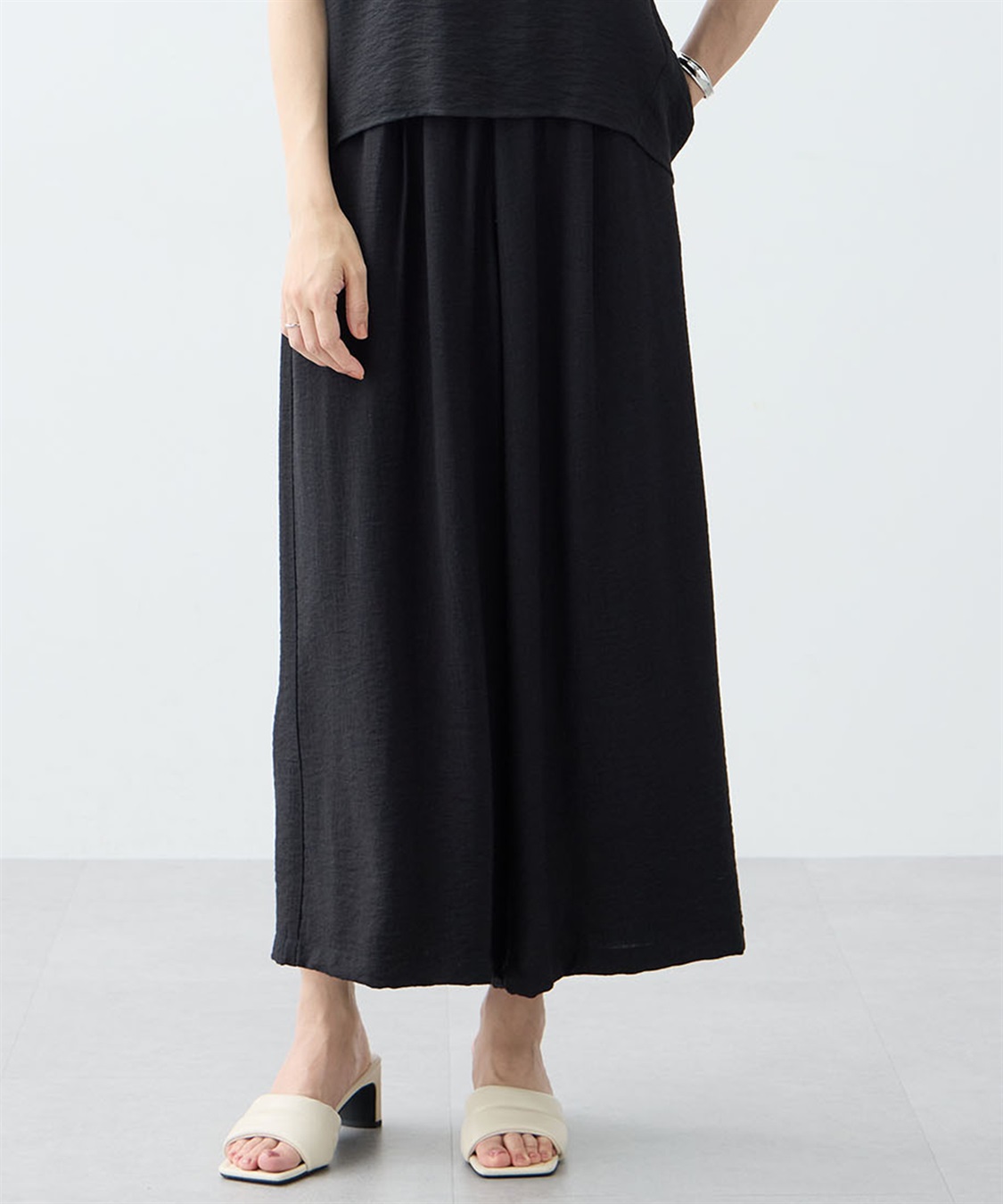 A/C DESIGN BY ALPHA CUBIC リラックスワイドパンツ【接触冷感・ウエストゴム】_variation_1