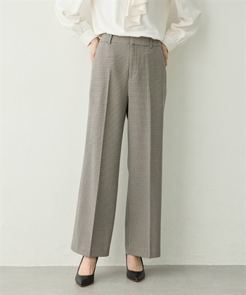 ローズ加工セミワインドパンツ(ブラウン-61cm)