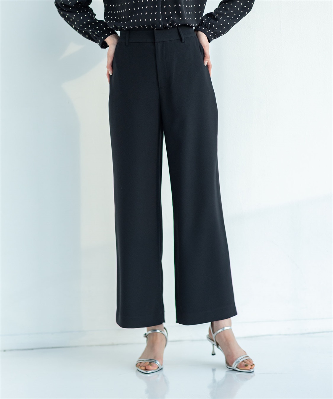 A/C DESIGN BY ALPHA CUBIC ストレッチジョーゼットストレートパンツ【接触冷感・UVカット・吸水速乾・セットアップ対応】_main