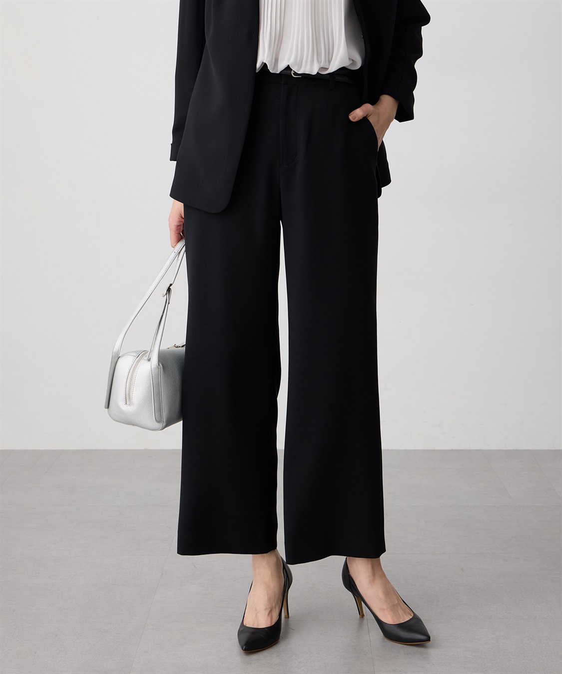 A/C DESIGN BY ALPHA CUBIC ストレッチジョーゼットストレートパンツ【接触冷感・UVカット・吸水速乾・セットアップ対応】_variation_1