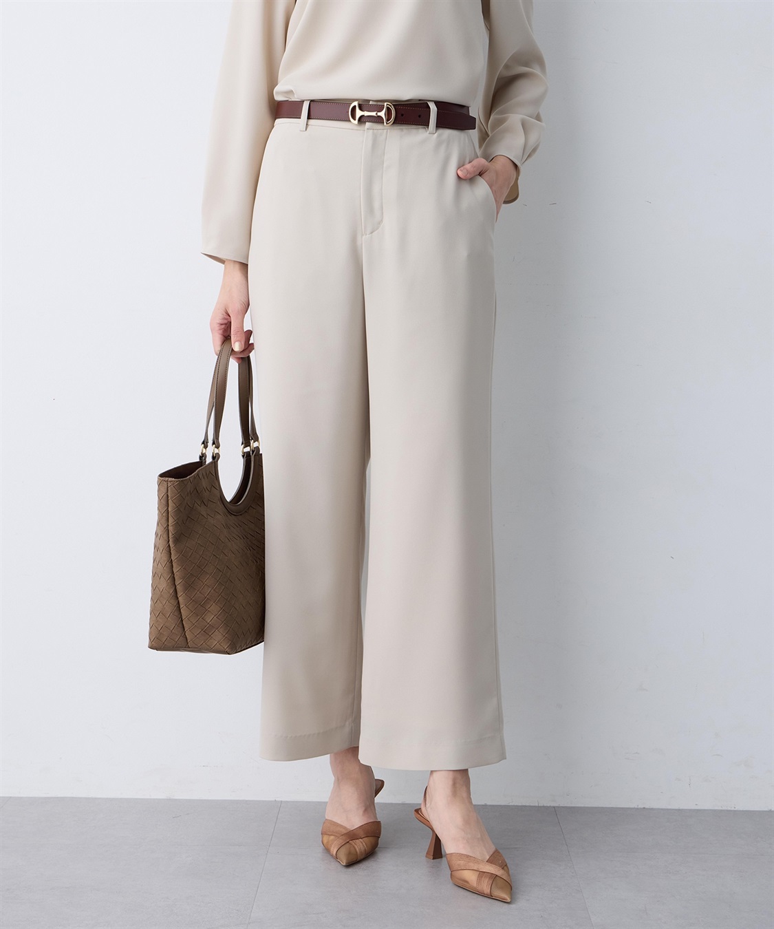 A/C DESIGN BY ALPHA CUBIC ストレッチジョーゼットストレートパンツ【接触冷感・UVカット・吸水速乾・セットアップ対応】_variation_2