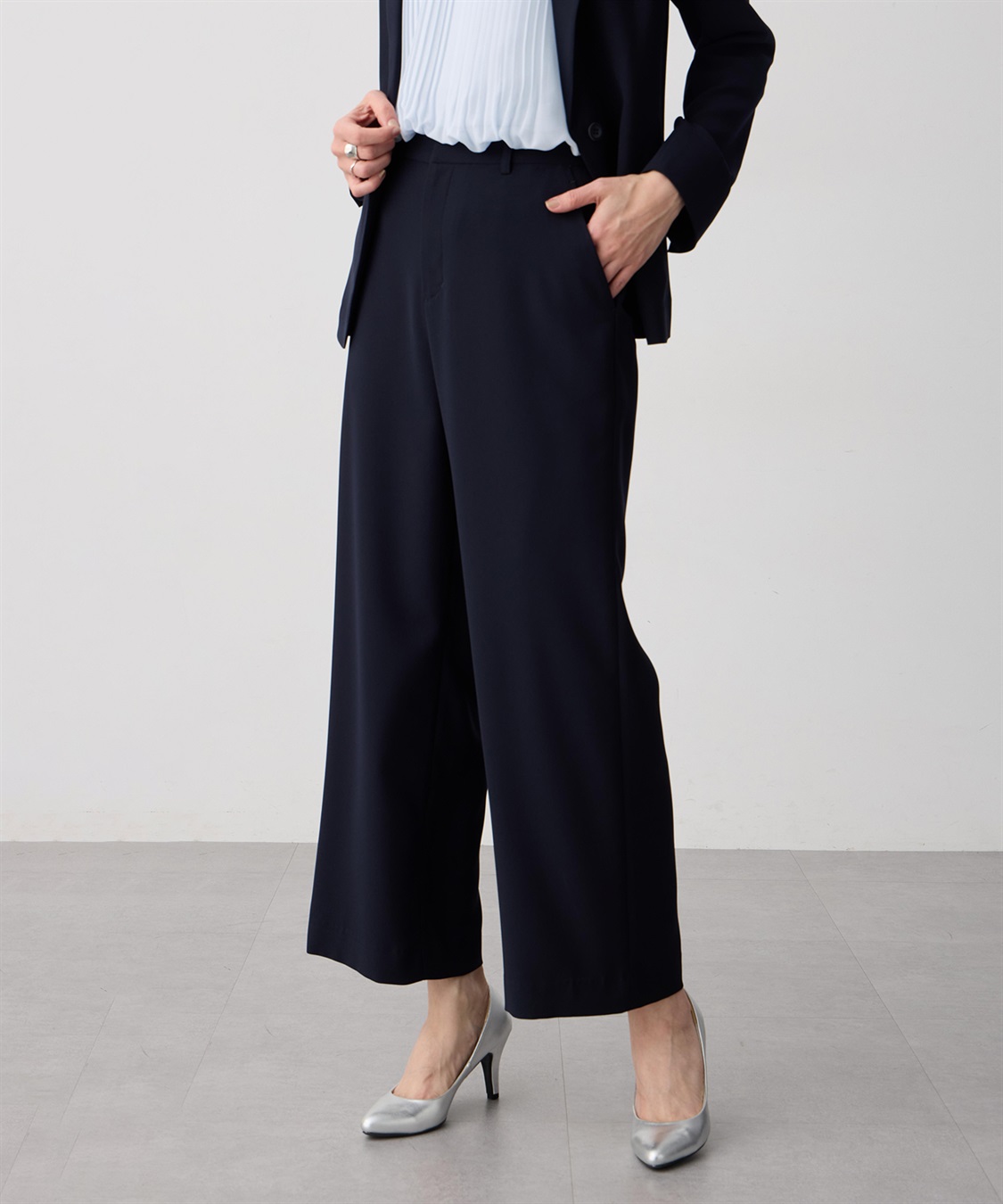 A/C DESIGN BY ALPHA CUBIC ストレッチジョーゼットストレートパンツ【接触冷感・UVカット・吸水速乾・セットアップ対応】_variation_3