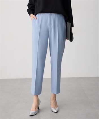 ストレッチテーパードパンツ【後ろウエストゴム】(ブルー-61cm)