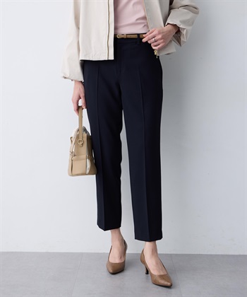 ストレッチテーパードパンツ【後ろウエストゴム】(ネイビー-61cm)